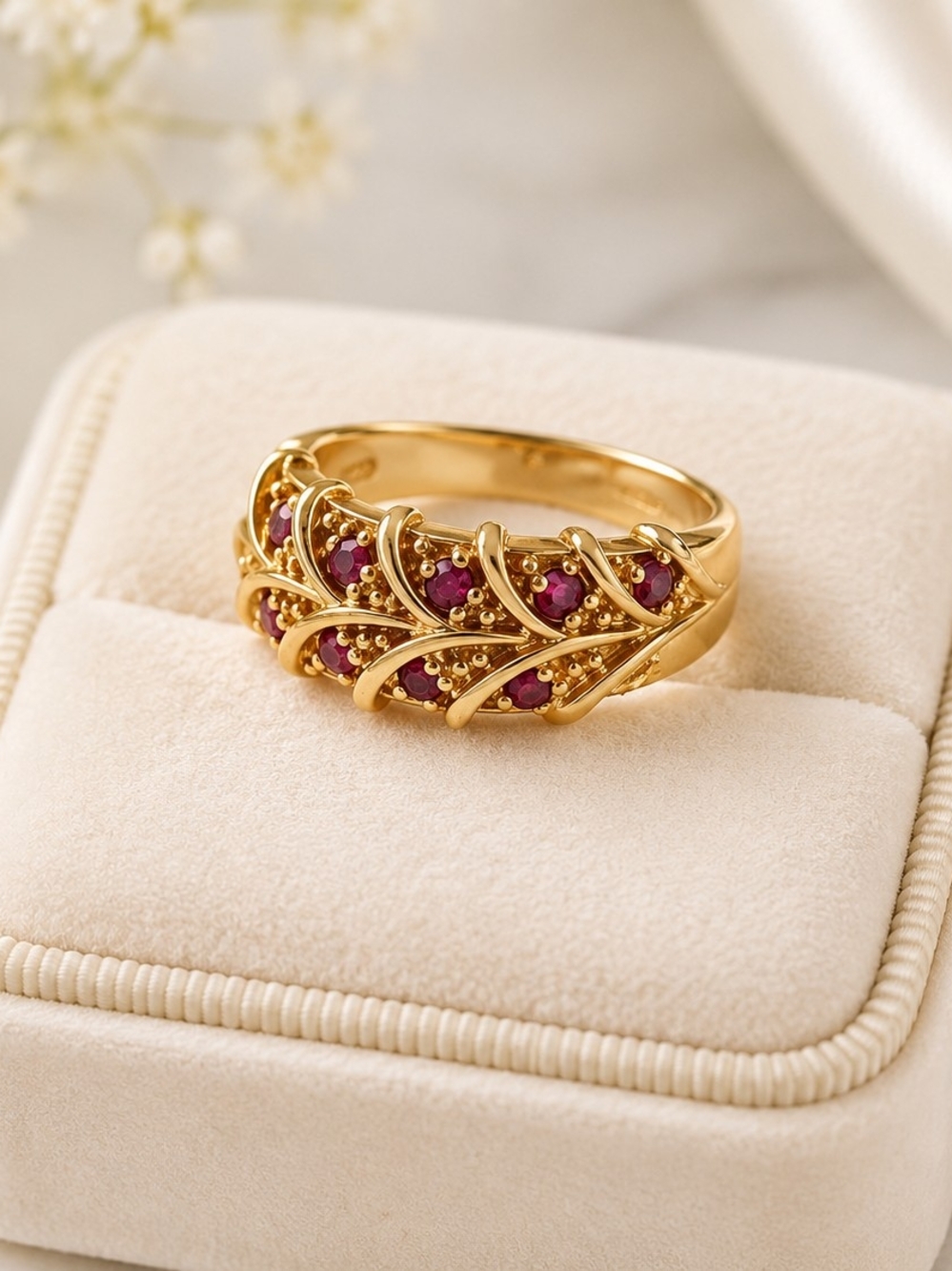Ruby Gold Tone 925 Sterling Silver Ring – Size 6.5